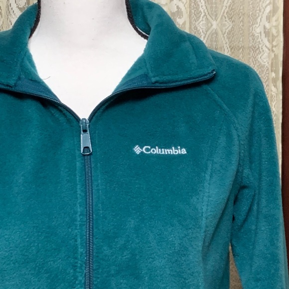 COLUMBIA FULL ZIP GREEN FLEECE - SZ SMALL - Picture 3 of 6